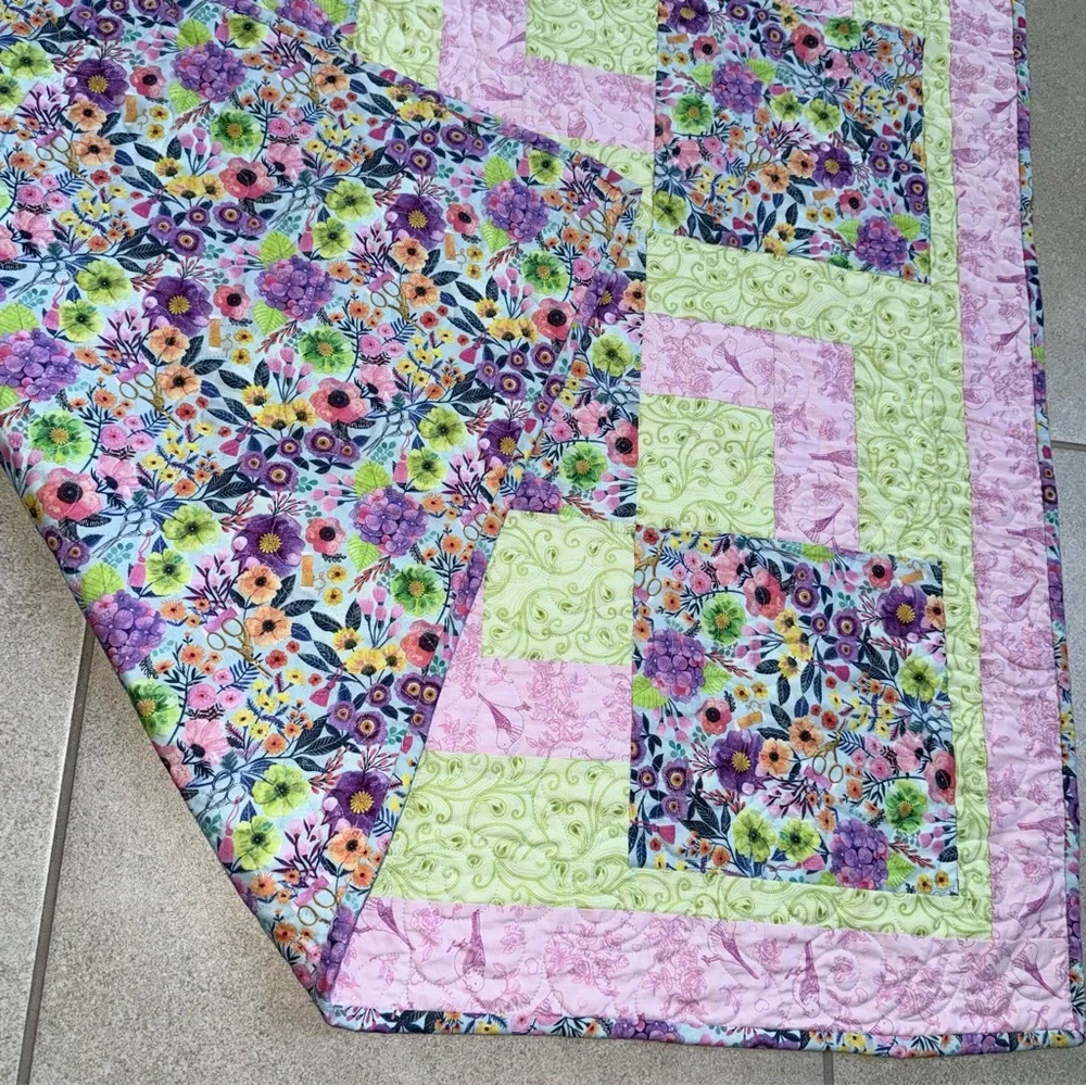 Handmade Patchwork Floral Baby Girl Quilt